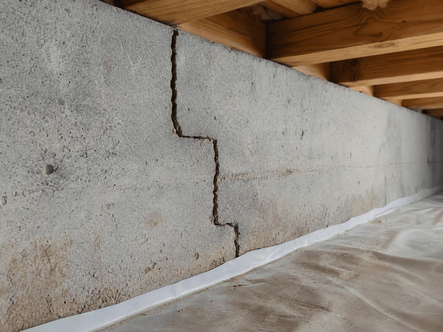 Foundation wall crack in a residential home
